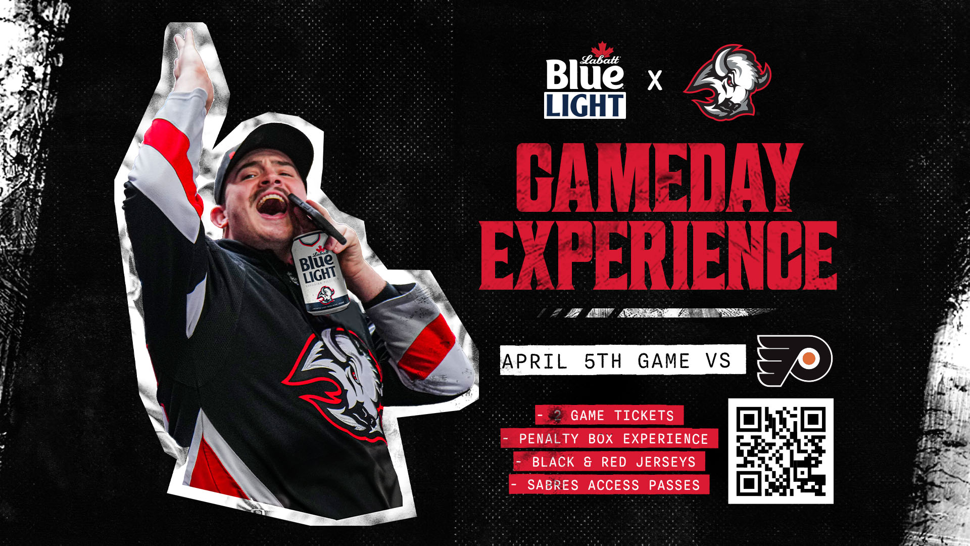Enter for a chance to win a gameday experience at the Sabres game on April 5h